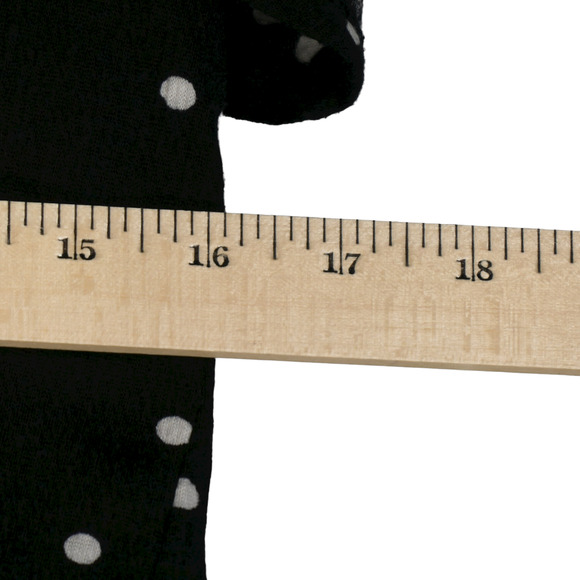 A Glow Black Polka Dot Maternity Blouse Medium Textured Top Ruched Front Back - Picture 7 of 9